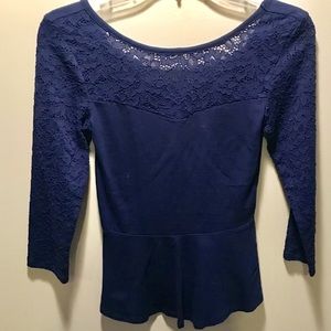 Express navy blue lace top